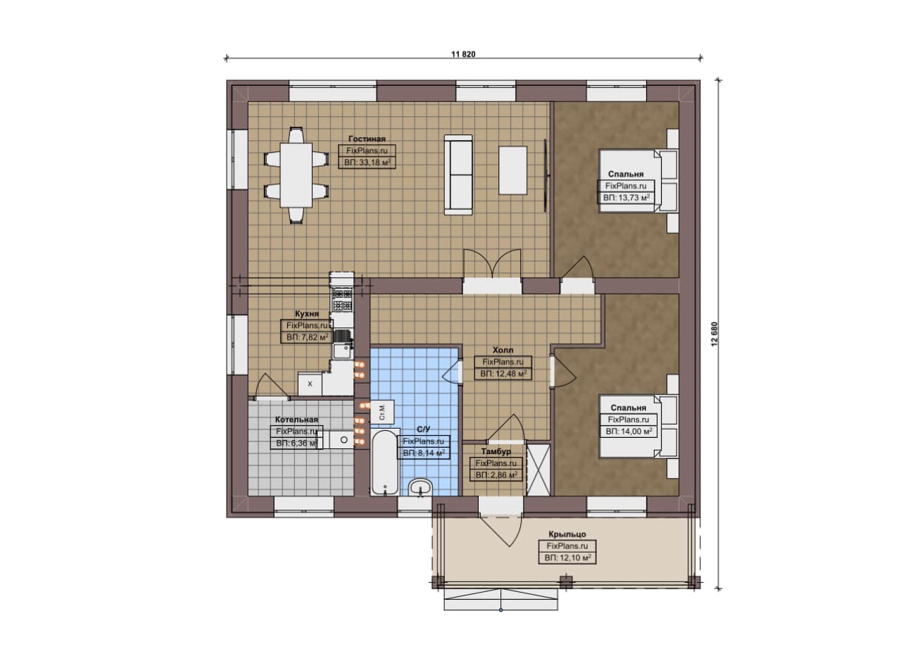 Планировка Одноэтажный дом F-18296