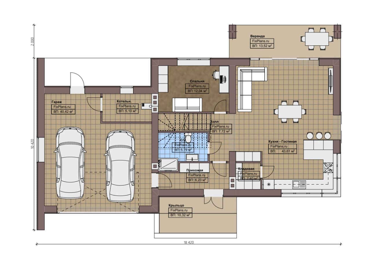 Планировка Двухэтажный дом F - 1871