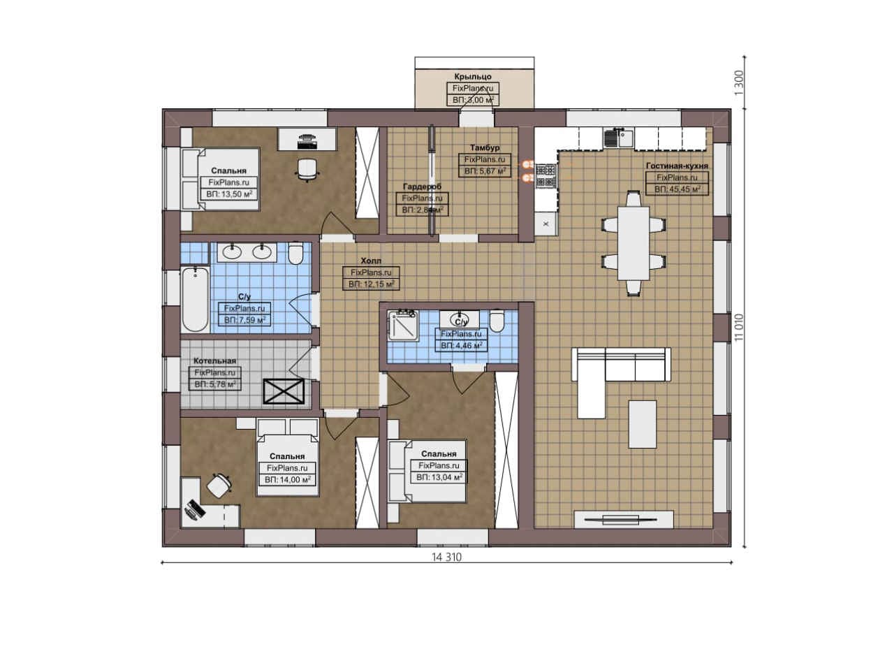 Планировка Одноэтажный дом F-4346